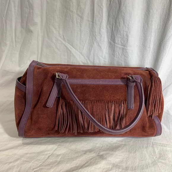 BURBERRY Purple Suede Fringed Barrel Tassel - Picture 3 of 14